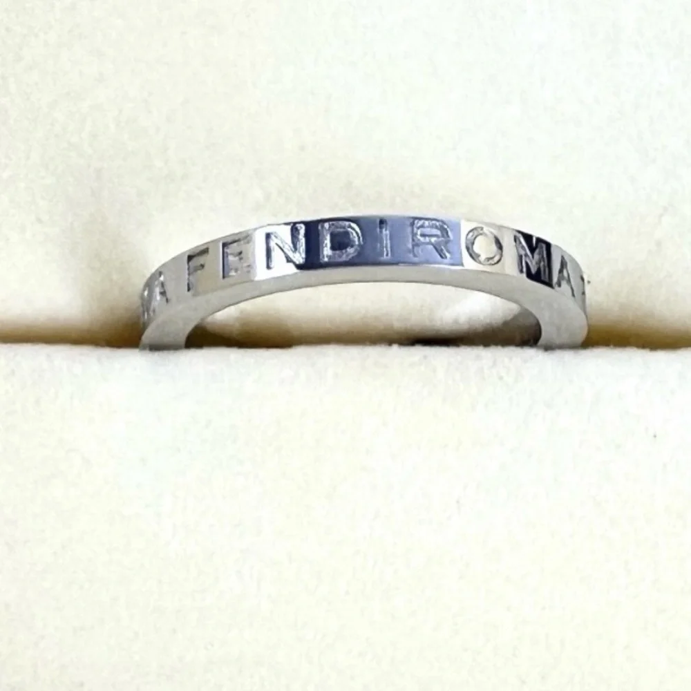 Fendi Roma Silver Metallic Engraved Band